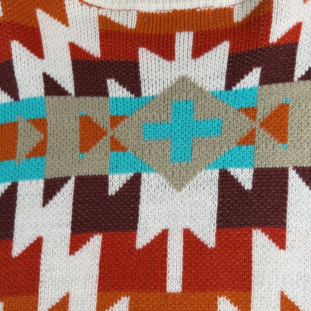 Sterling Kreek Womens Southwestern Geometric Crewneck Sweater Cream Soft 2XL - Picture 5 of 8